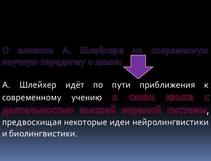 О влиянии А. Шлейхера на современную научную парадигму о языке: А. Шлейхер идёт по